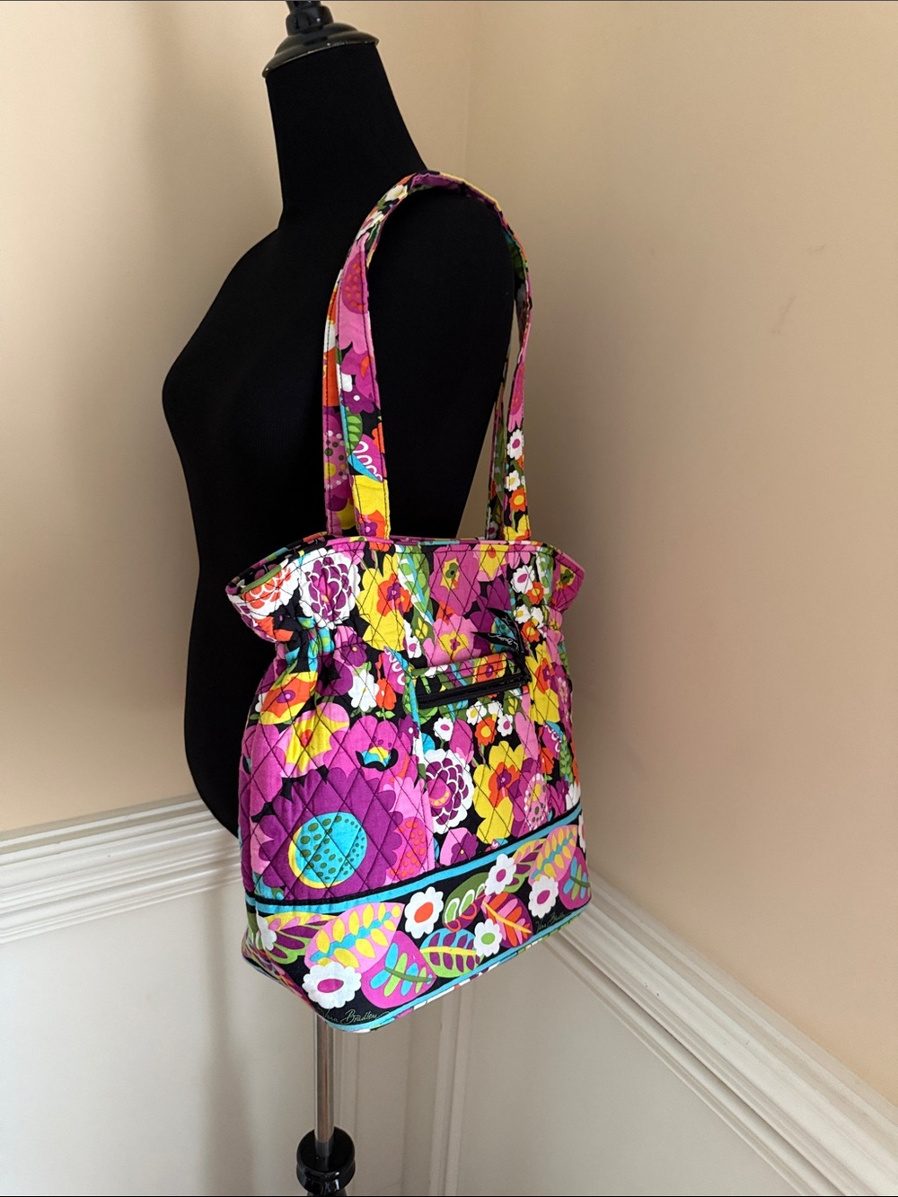 Vera Bradley Bright Floral Quilted Tote Bag in Pink